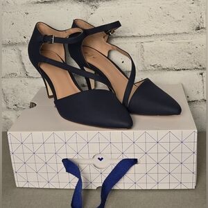 Call It Spring Emelya Navy Pointed Toe Ankle Strap Heels Size 10 New